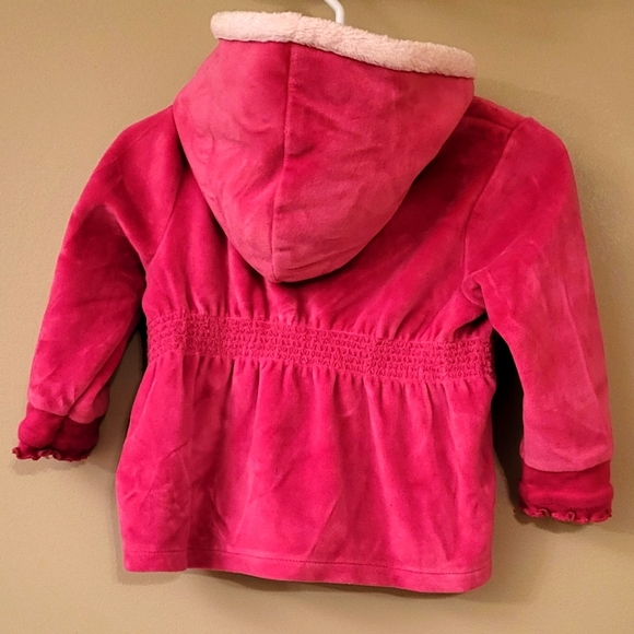 Adorable pink soft velour hooded sweater - Picture 2 of 4